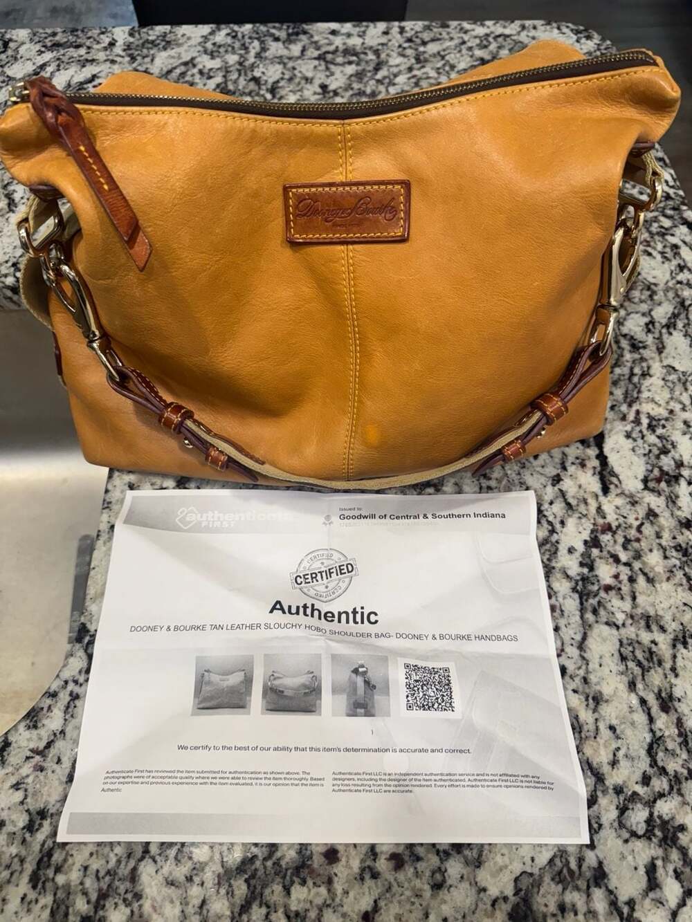 Dooney & Bourke Tan Leather Slouchy Hobo Shoulder Bag